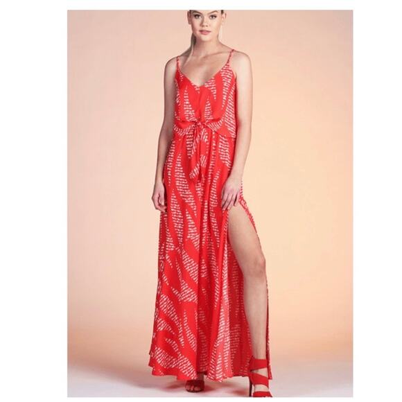 Vici Pink Red Tropical Print Maxi Dress Small Sleeveless Beach Vacation - Picture 8 of 14